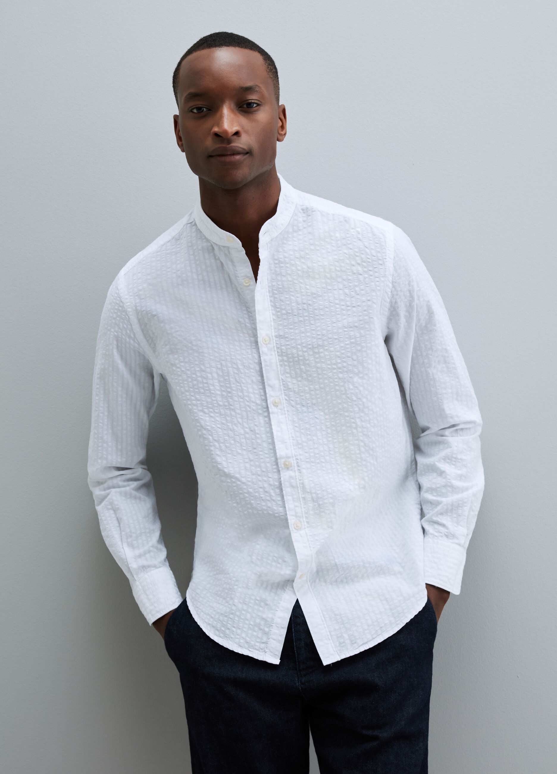 Shirt with Mandarin collar