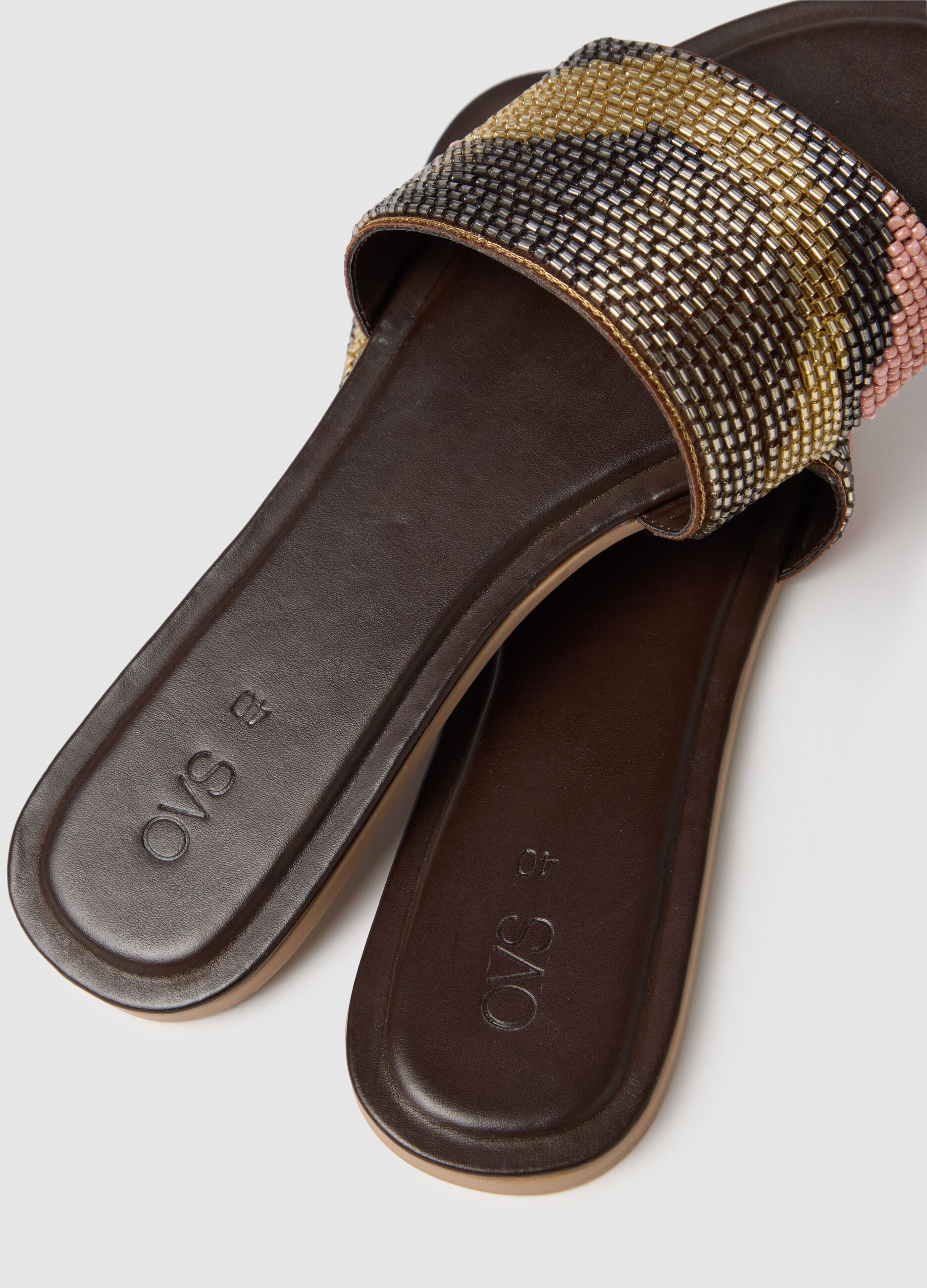 Women's multicoloured mesh sandals with rhinestones