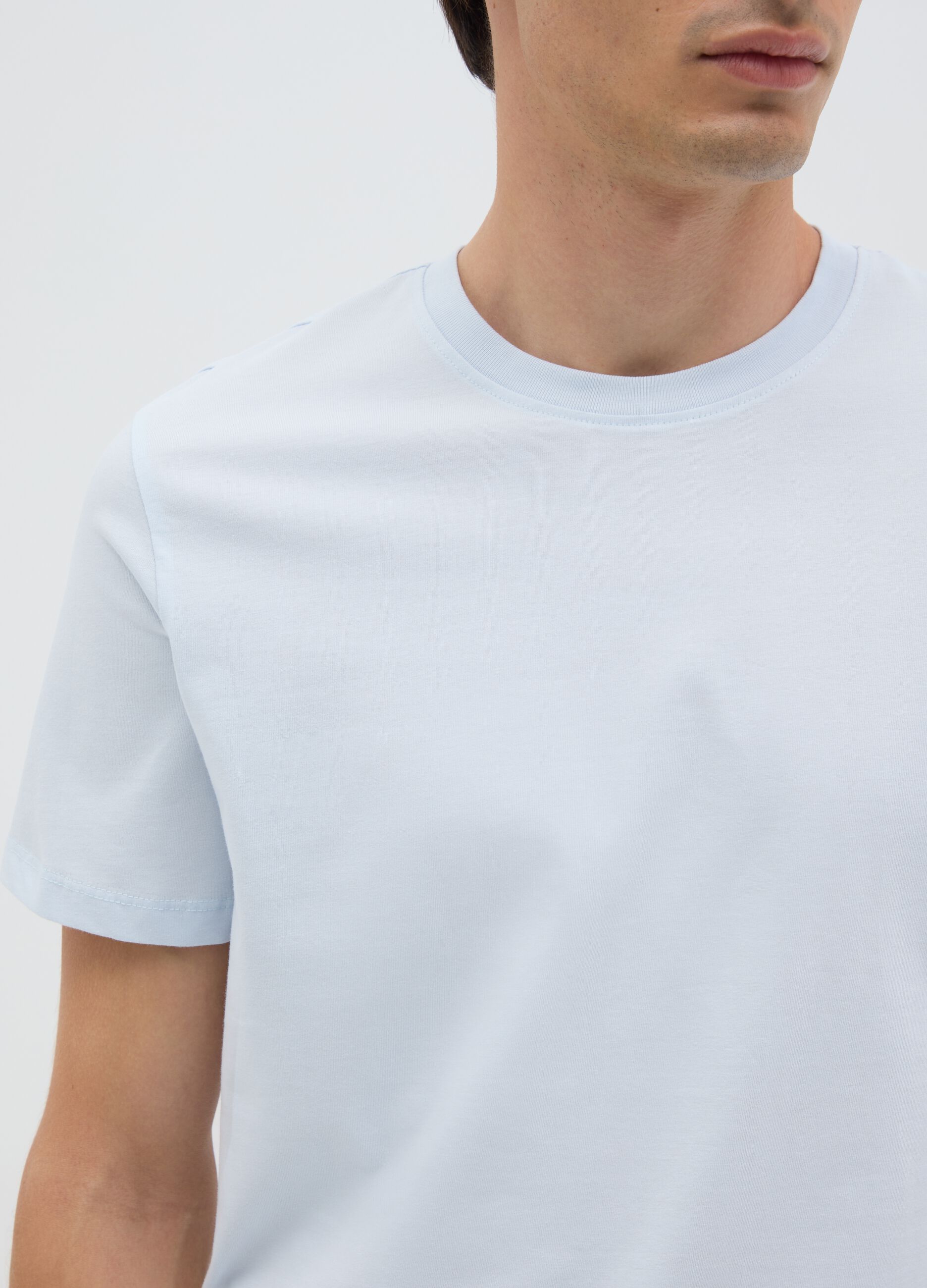 Men's blue regular fit pure cotton T-shirt
