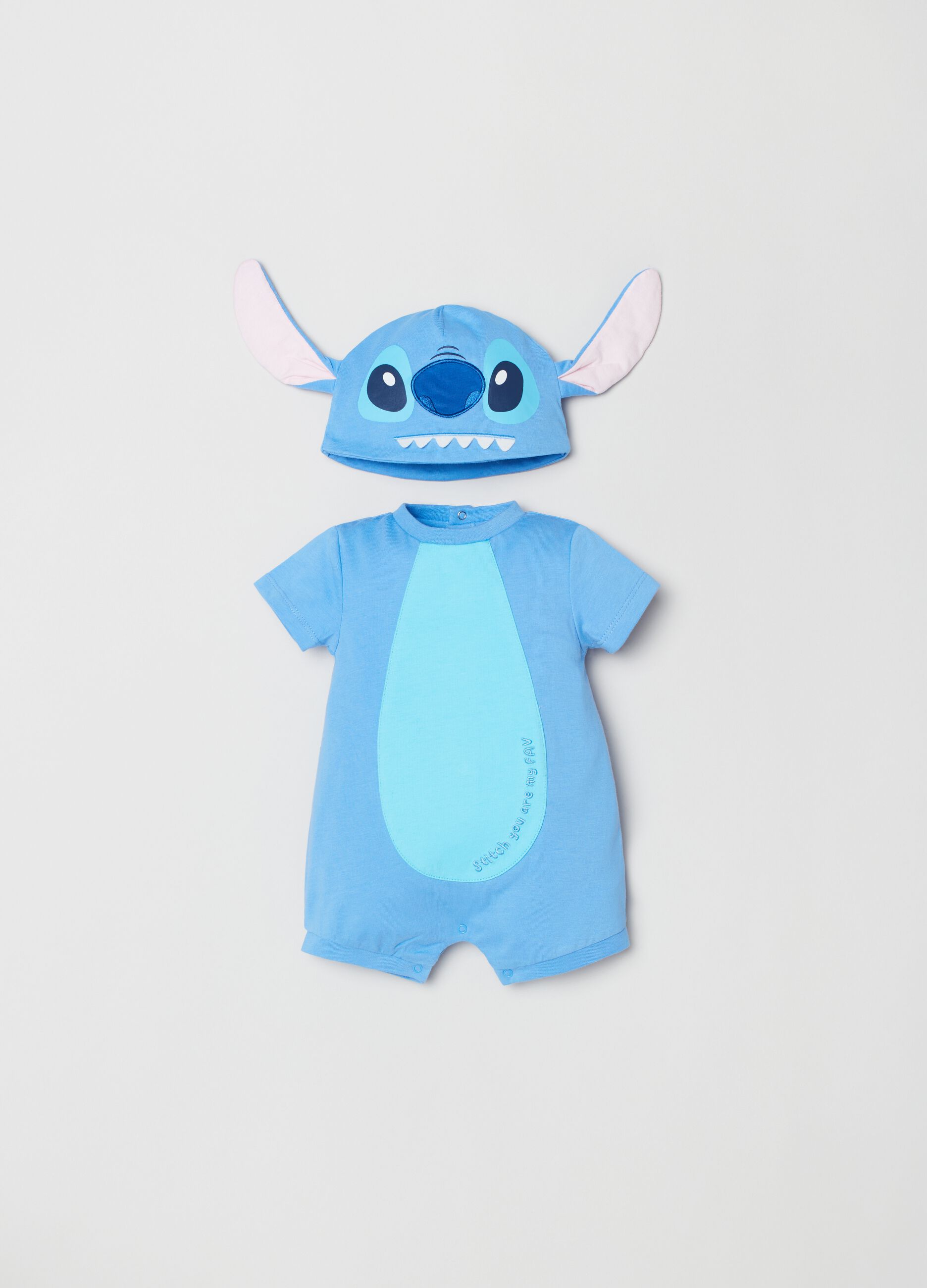 Stitch romper suit and hat with ears set
