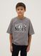 Grey over-fit pure cotton children's t-shirt with Brooklyn Nets logo_0