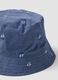 Cappello a secchiello in puro cotone blu da bimbo con barchette_1