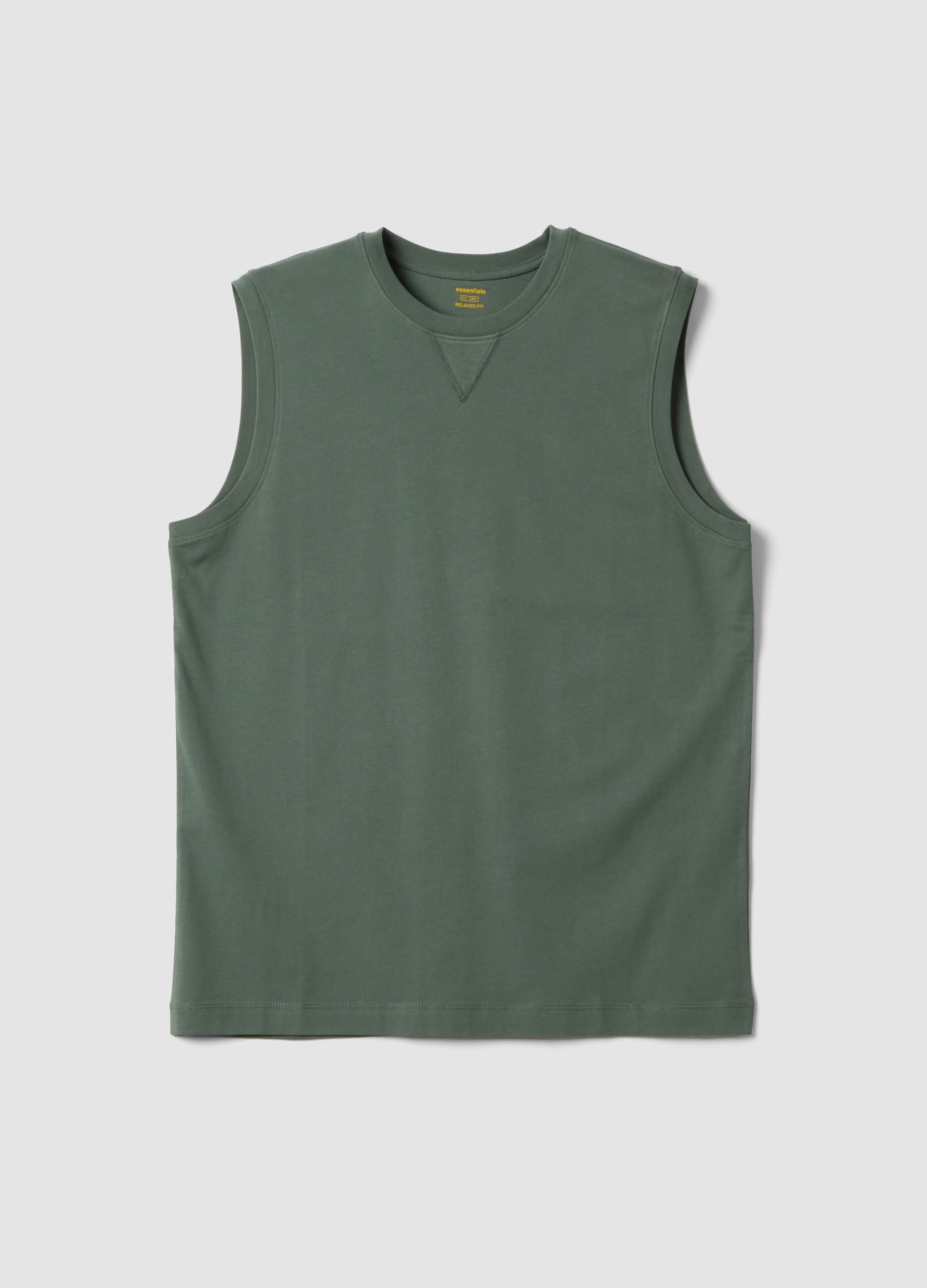 Green pure cotton tank top