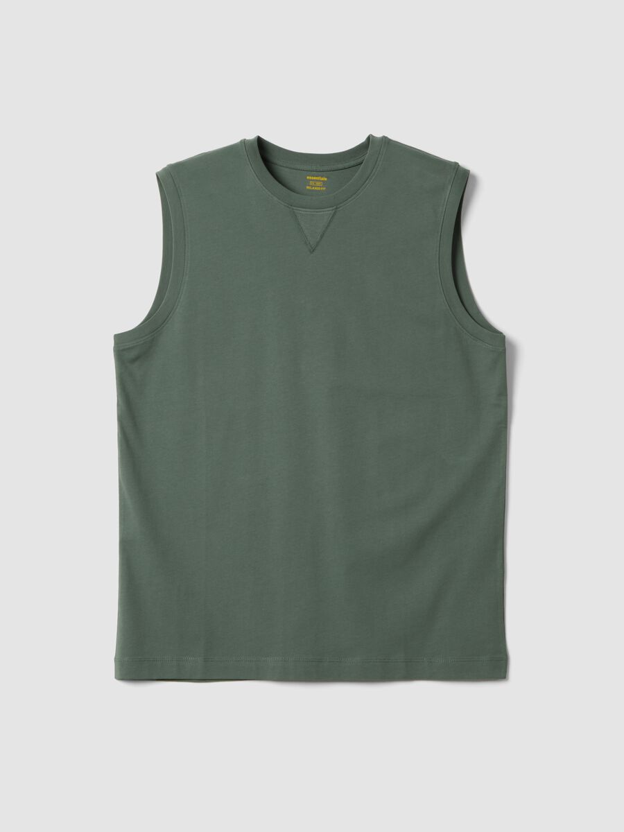 Canotta girocollo verde in puro cotone relaxed fit_4