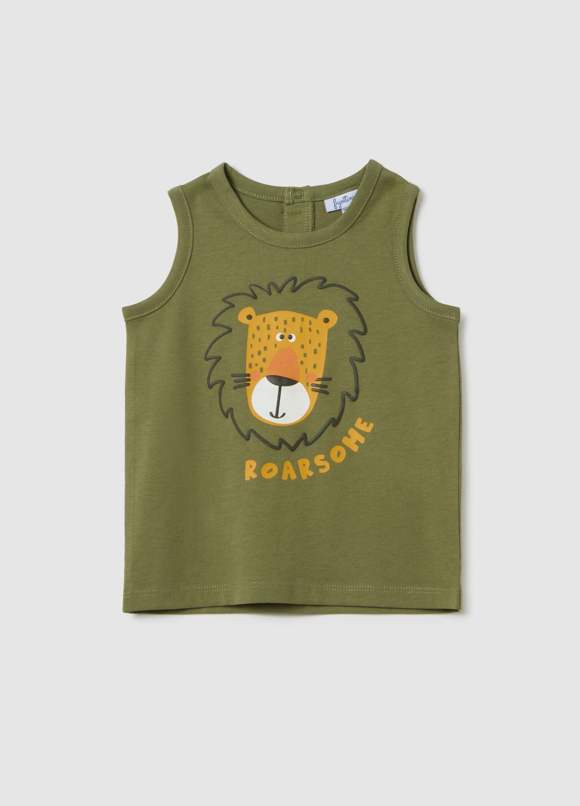 Canotta da bambino in puro cotone verde regular fit