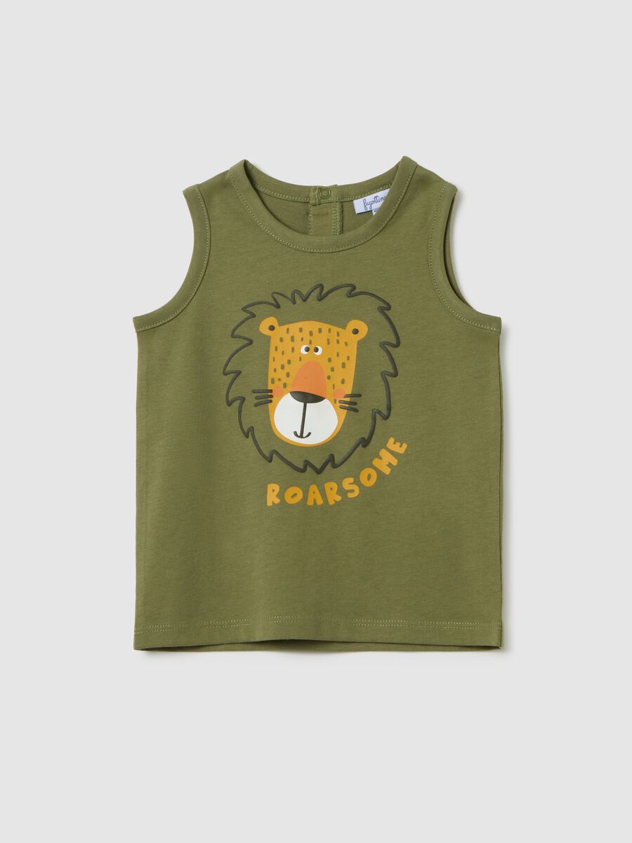 Children's green pure cotton vest regular fit_0
