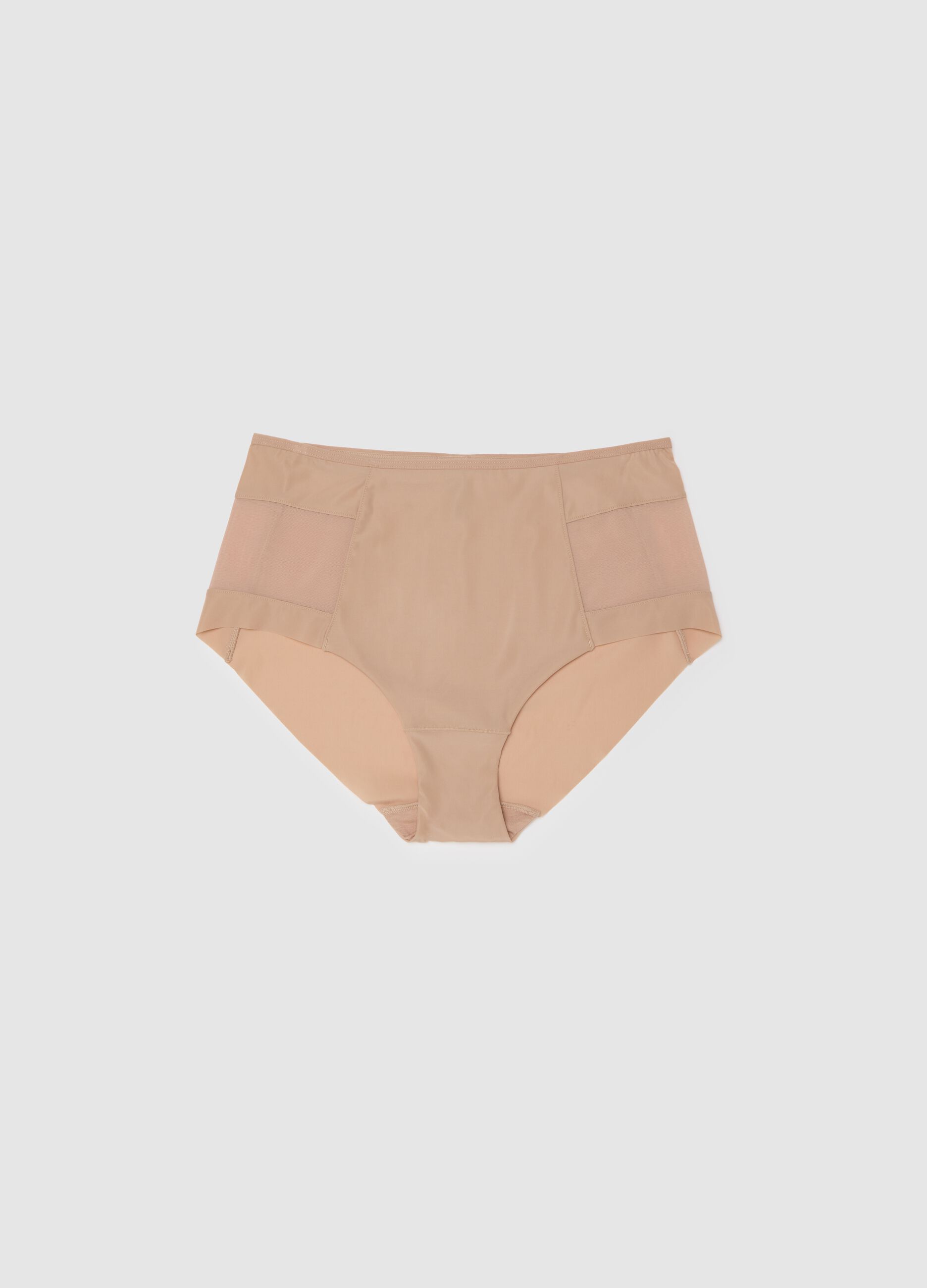 High-waisted briefs in beige stretch blend