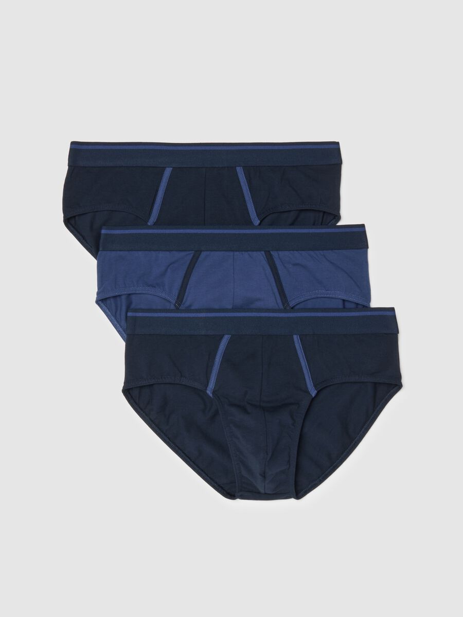 Tripack of blue stretch cotton briefs regular fit_4