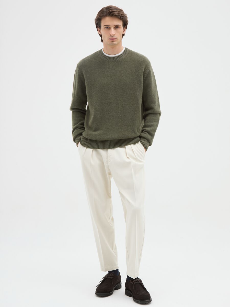 Grey-green wool blend sweater, regular fit_1