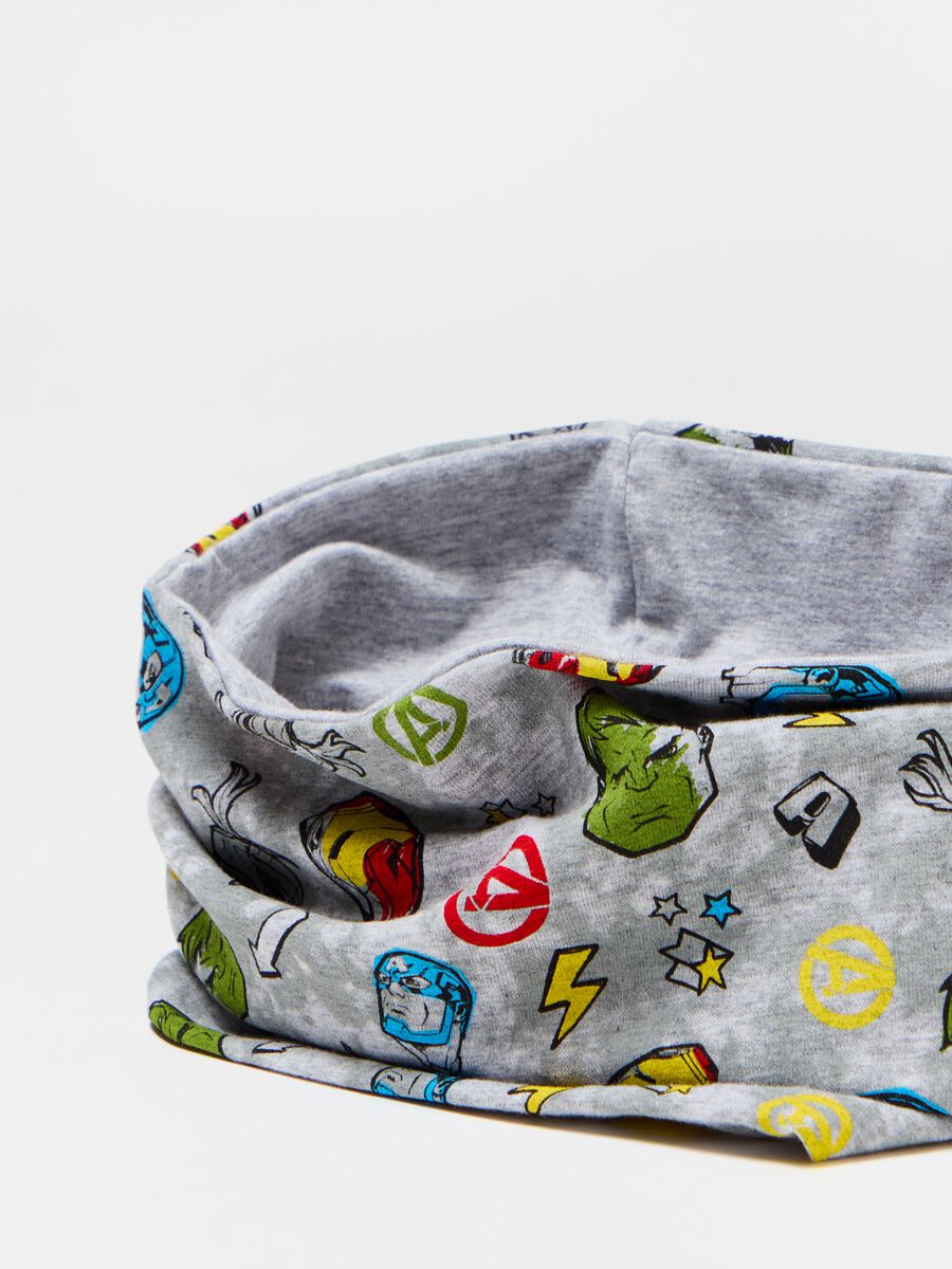 Stretch neck warmer with superheroes print_2