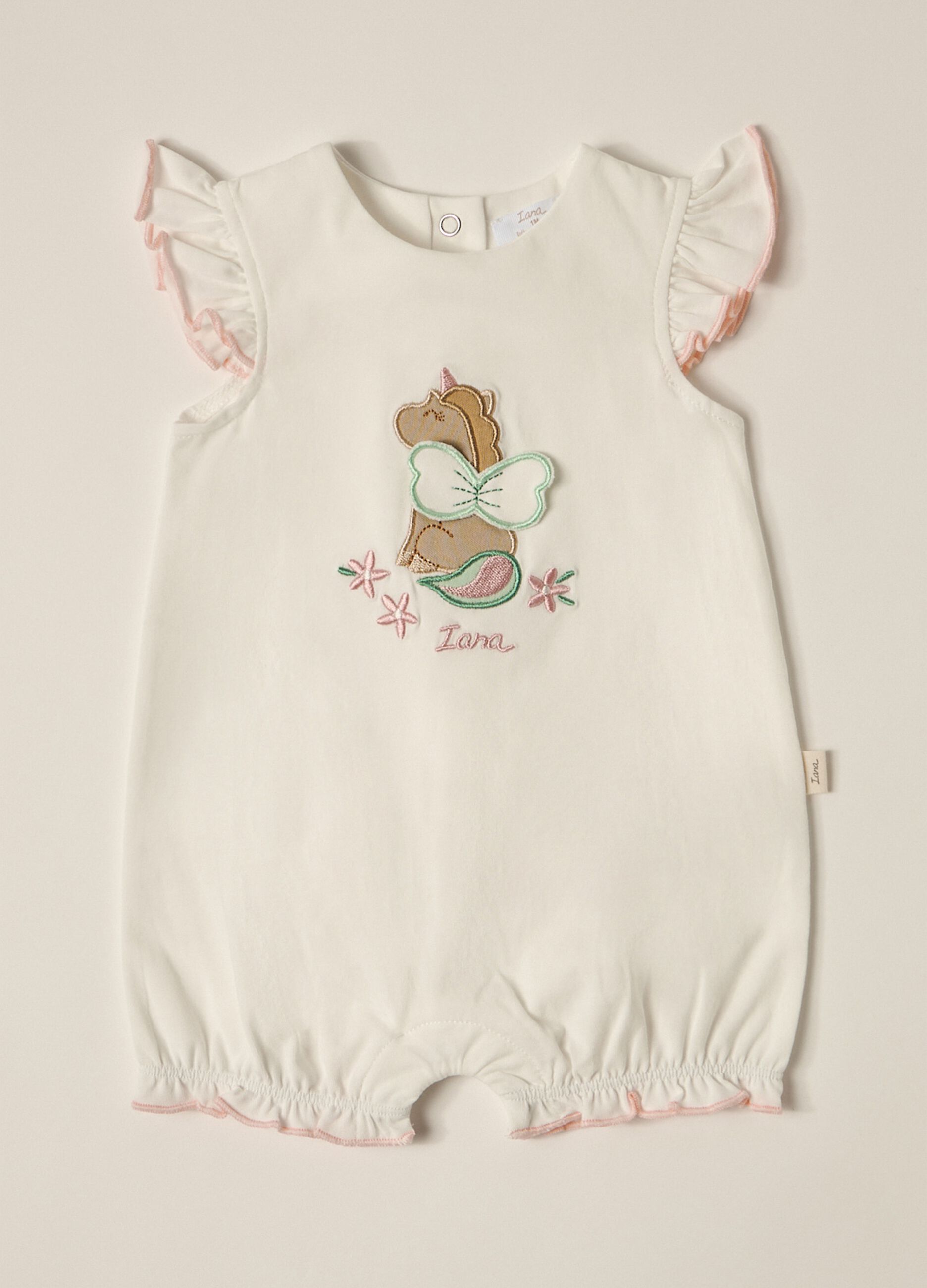 IANA newborn girl romper suit in stretch cotton