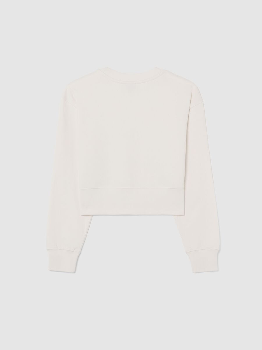 Felpa bianca da ragazza in puro cotone regular fit con stella ricamata_4