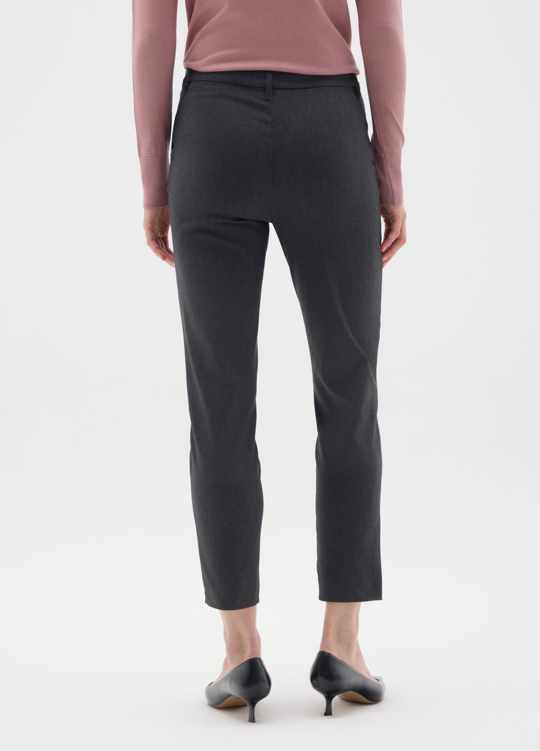 Grey viscose blend slim fit trousers