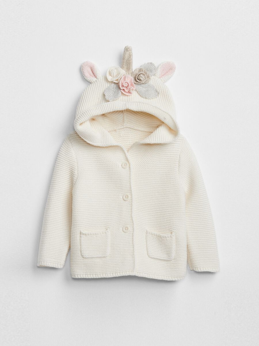 Knitted cardigan with unicorn hood_0