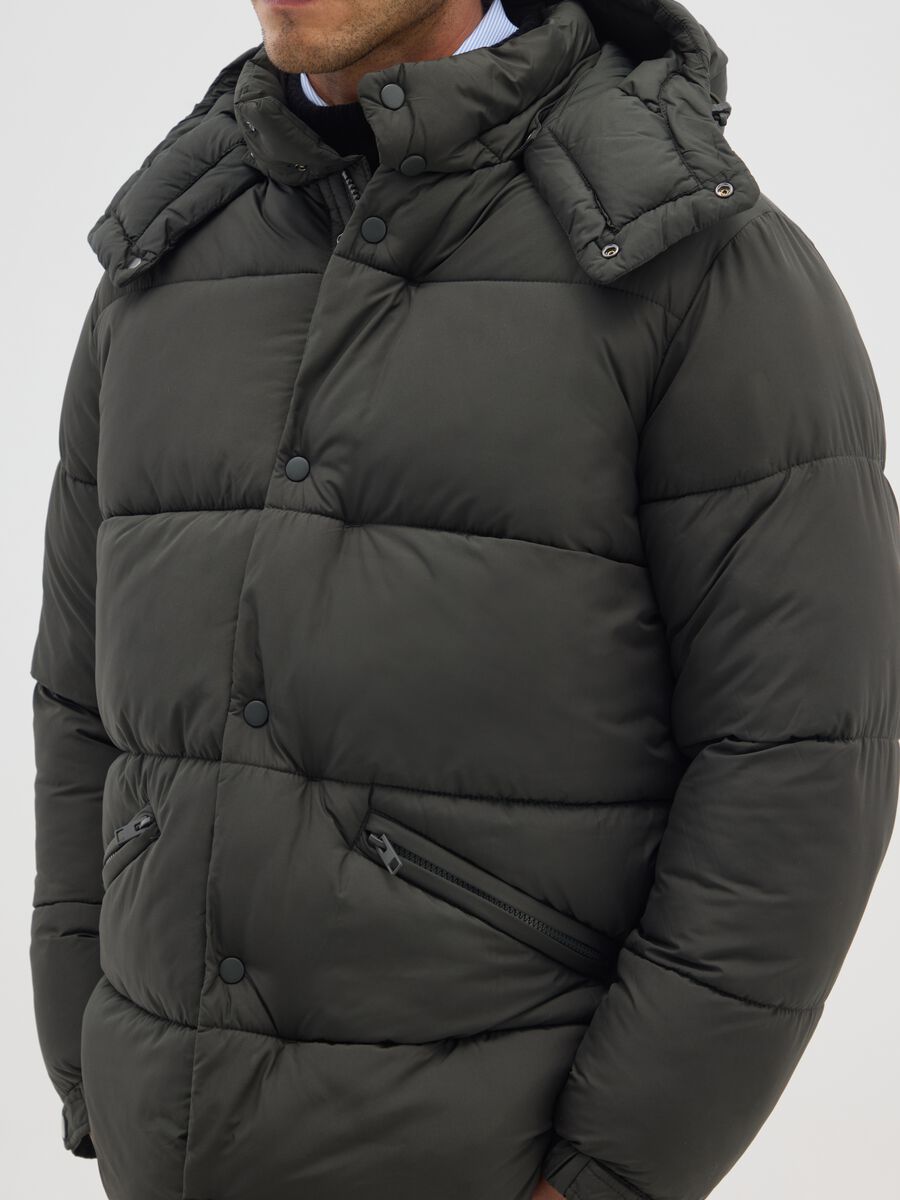 Green padded jacket, regular fit with zip and buttons_3