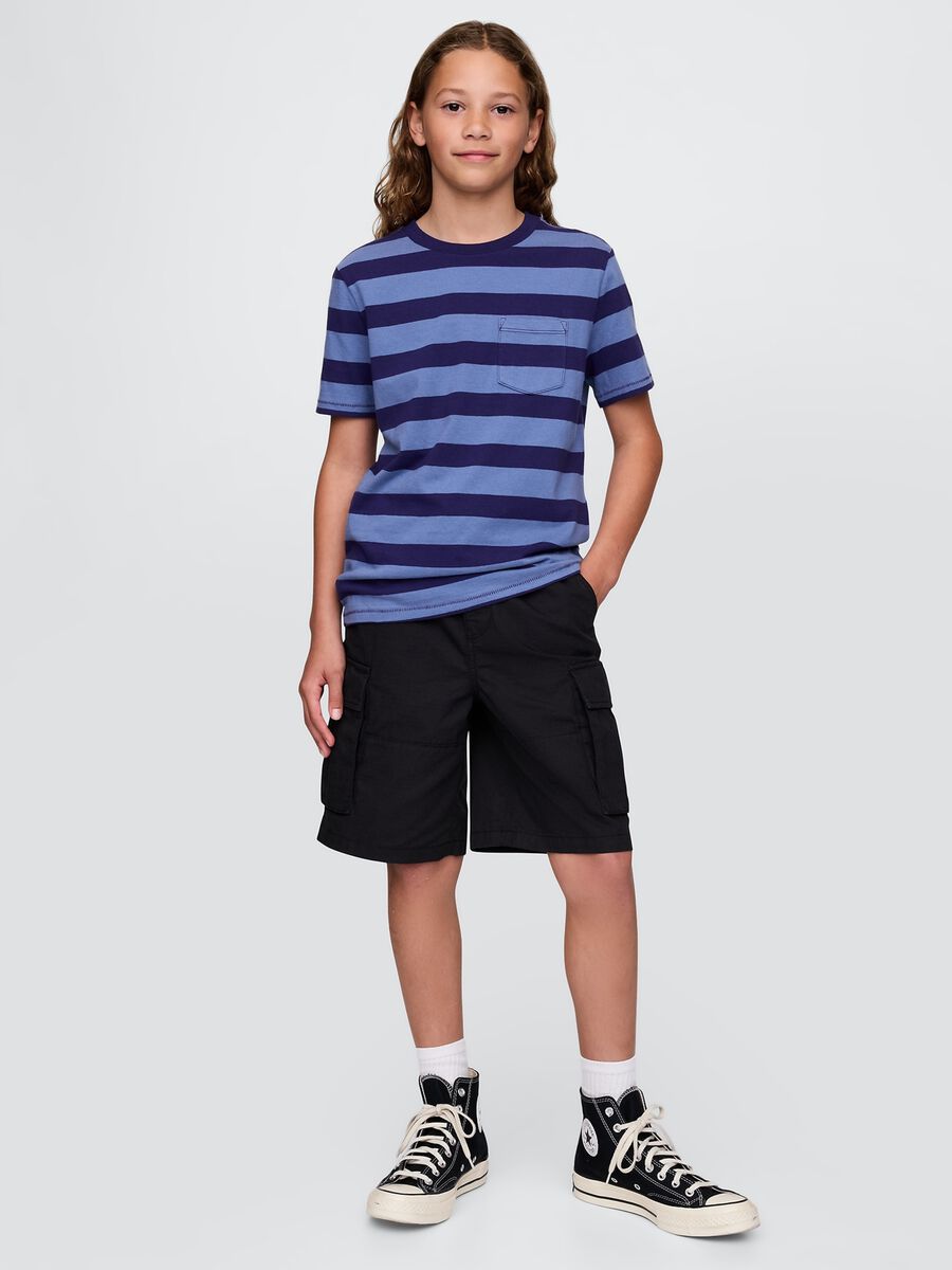 Black cargo shorts for kids_0