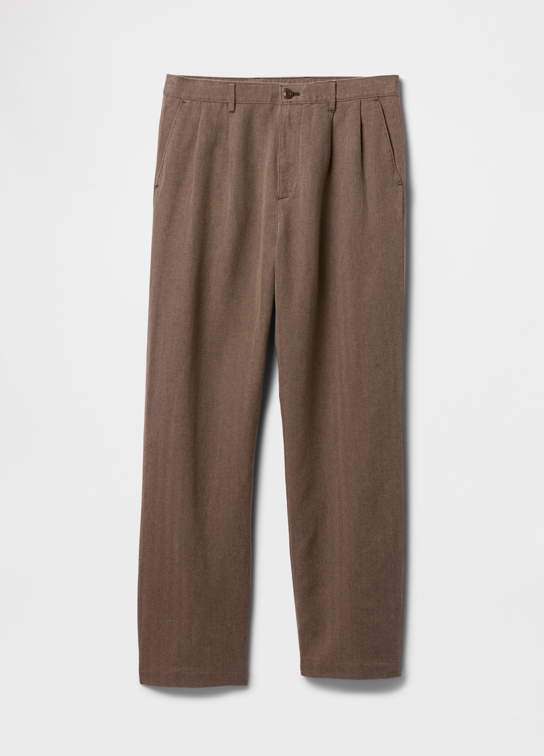 Pantaloni marroni in lino e cotone