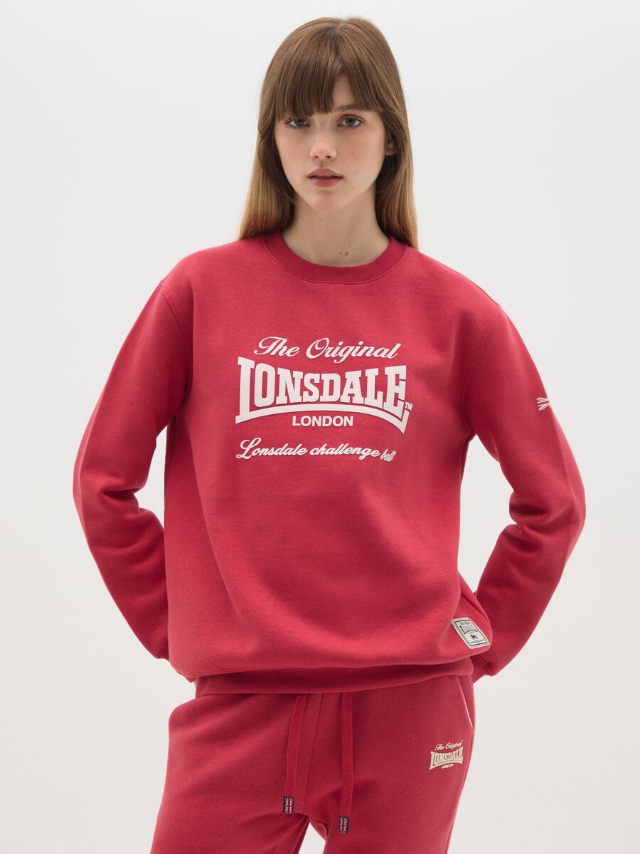 Red cotton-blend sweatshirt with print_0
