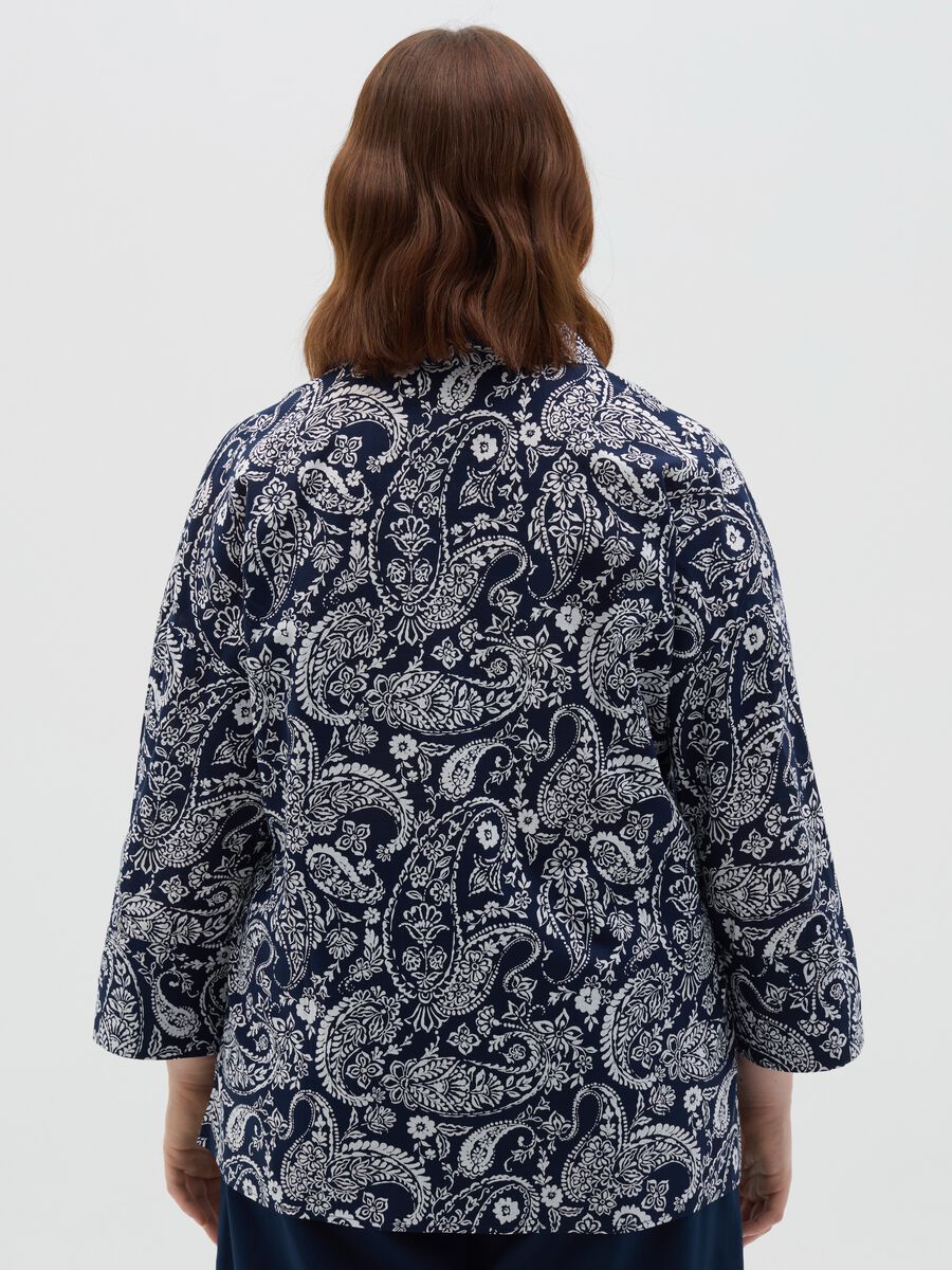 Blue paisley patterned cotton shirt_3