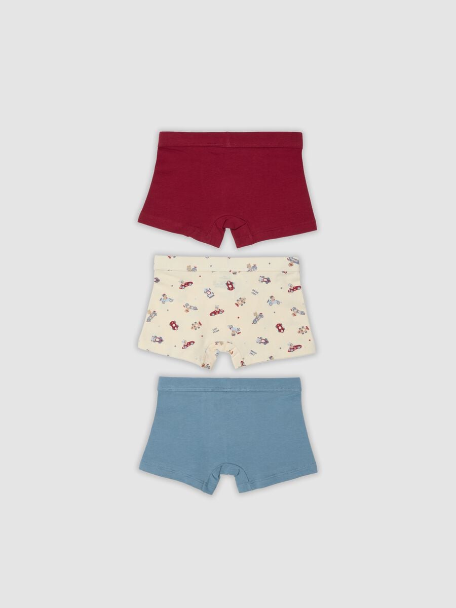 Tripack di boxer multicolor in cotone organico elasticizzato per neonato e bimbo_1