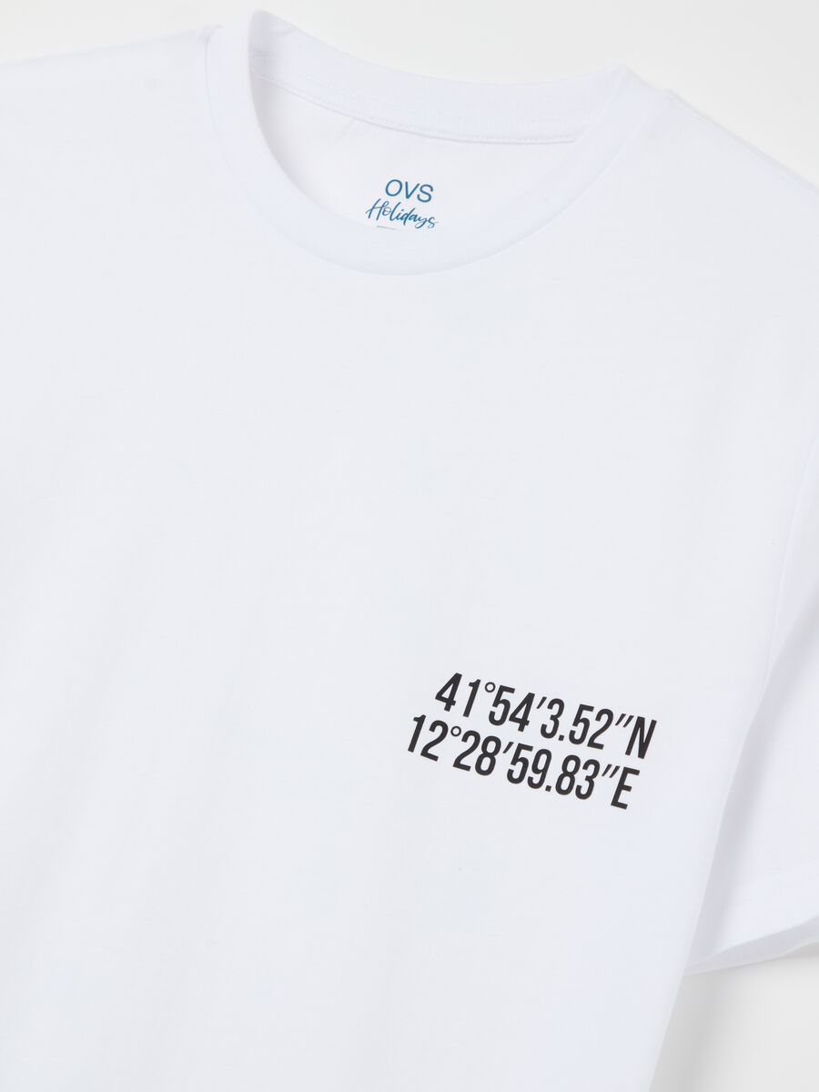 Cotton T-shirt with Trevi Fountain coordinates print_5