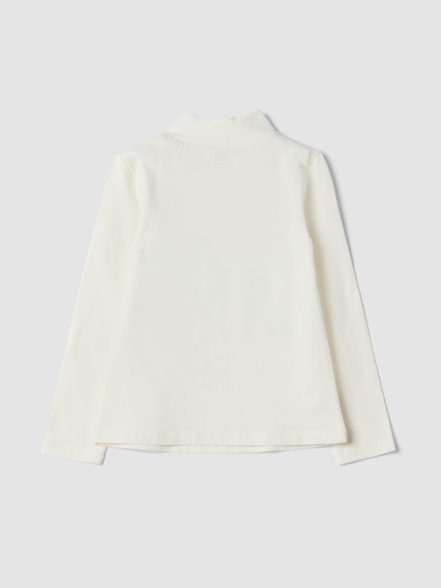 White stretch cotton T-shirt with high neck_1