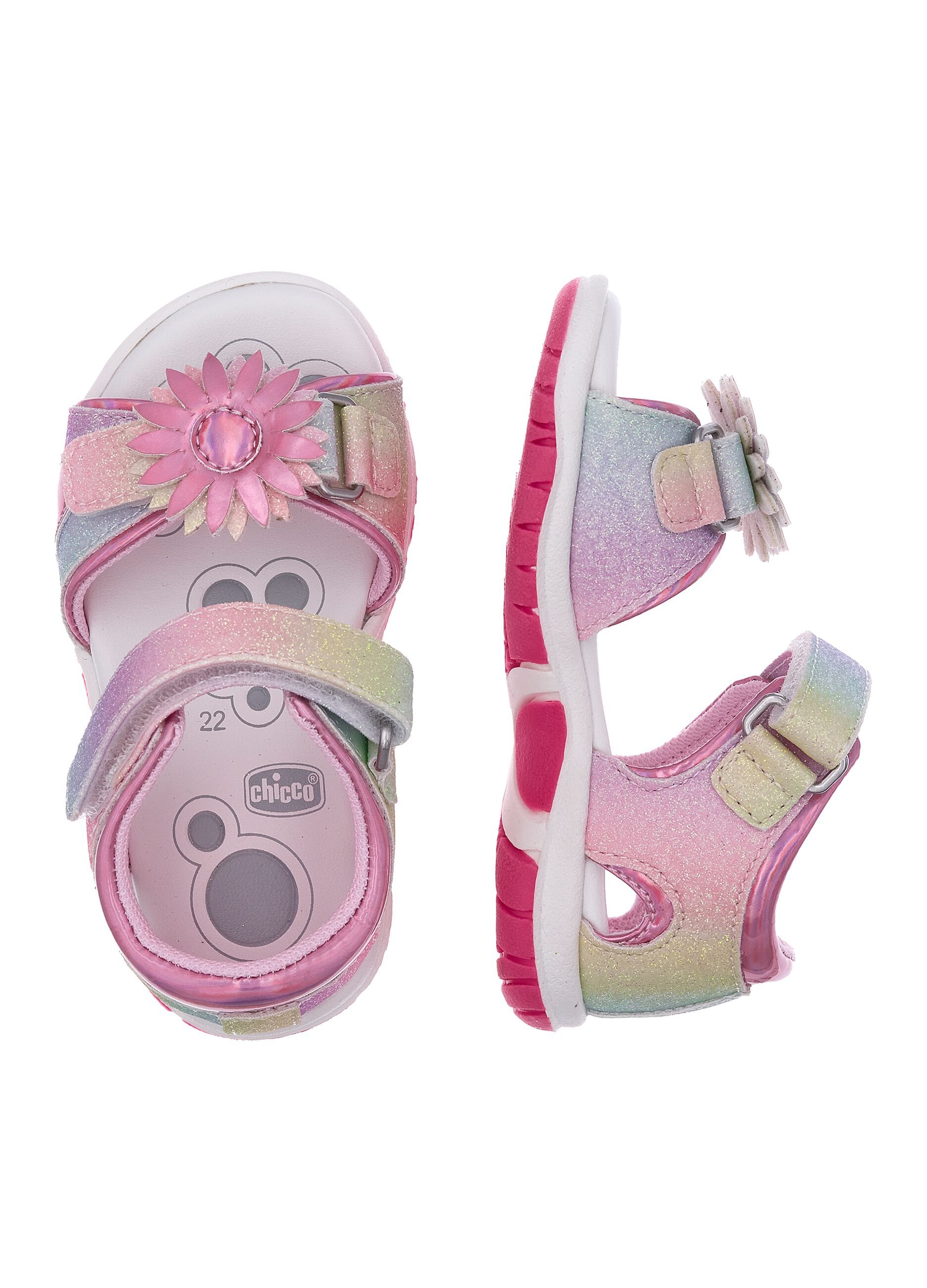 Girls' Multicolour Sandals with Decorative Flower