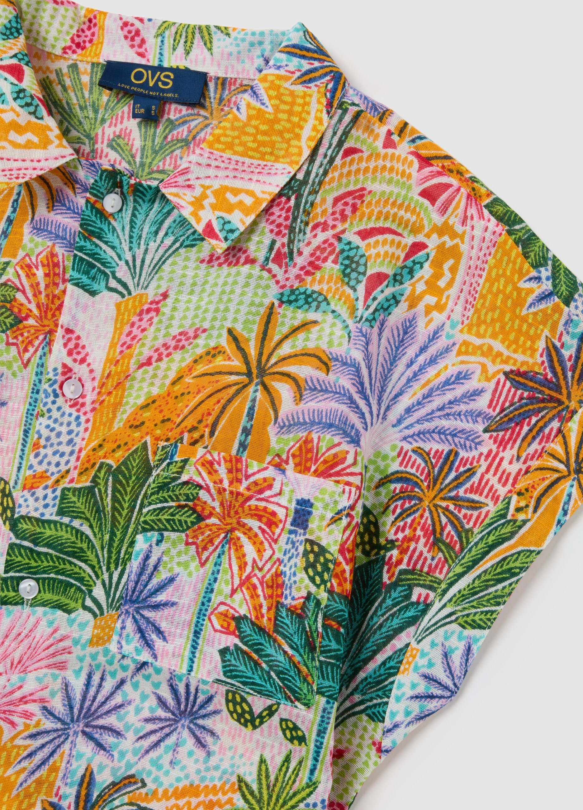 Copricostume chemisier da donna in puro cotone multicolor