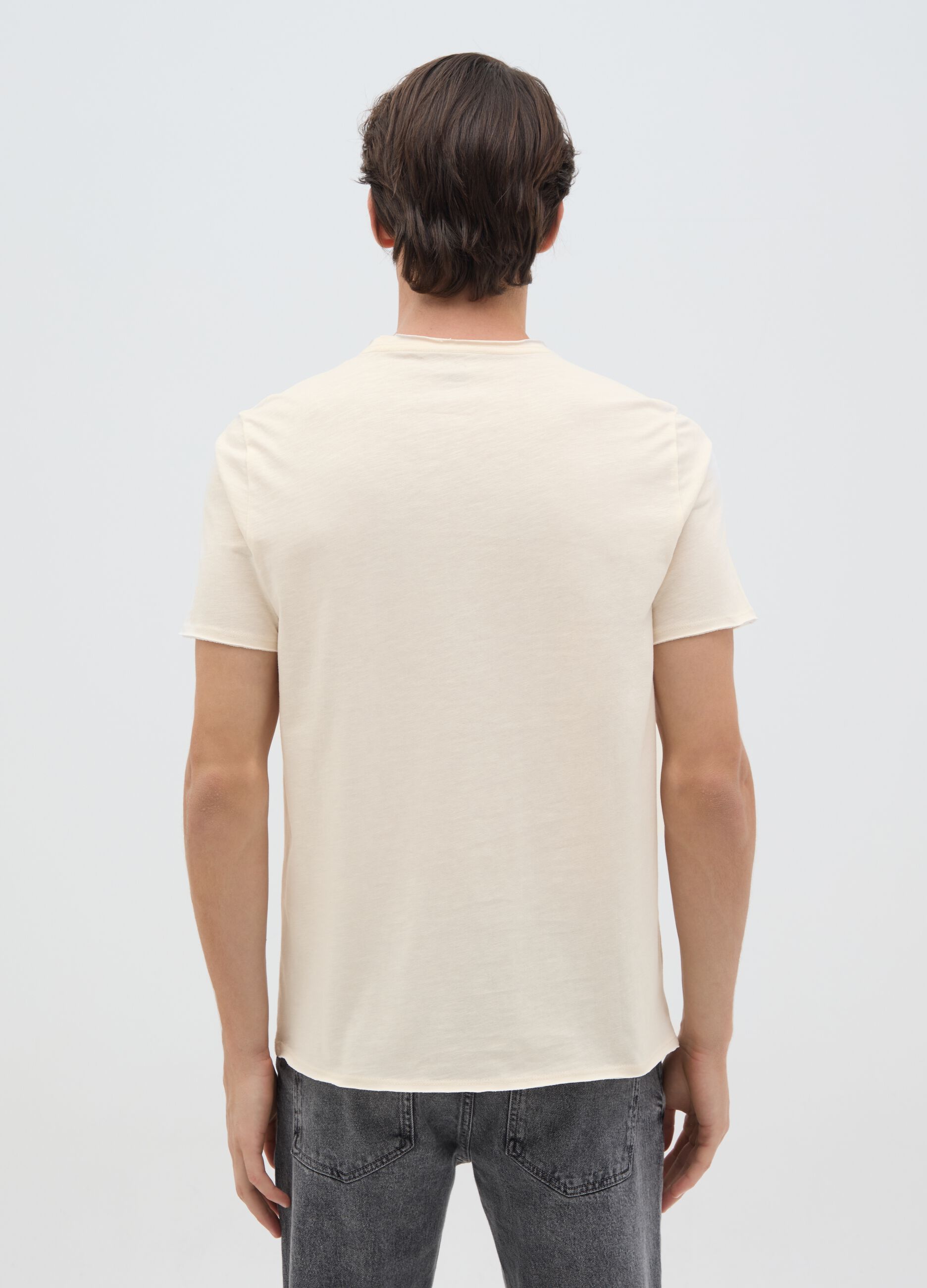 Men's pure cotton white T-shirt regular fit