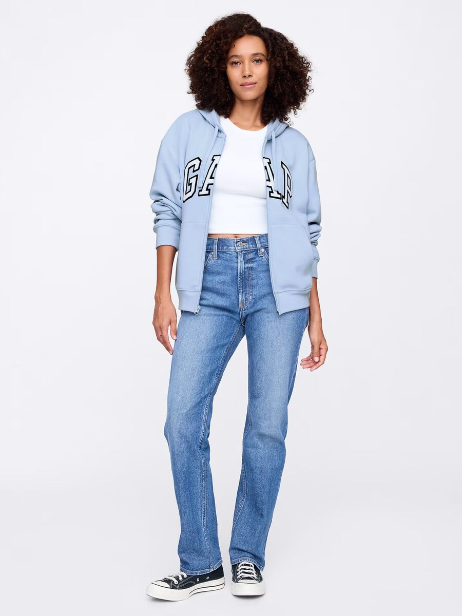 Light blue full-zip sweatshirt with hood and logo_1