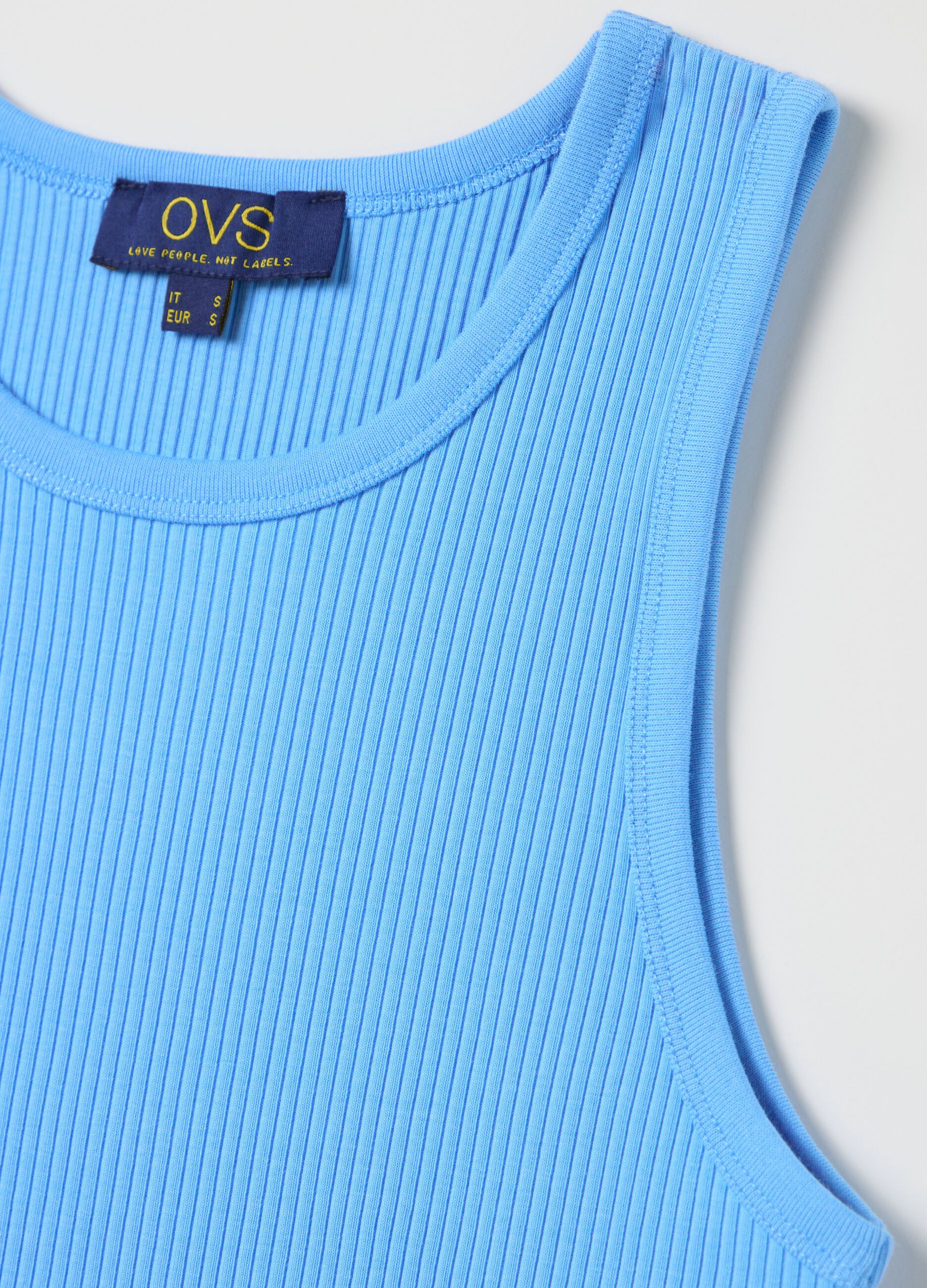 Light blue stretch cotton tank top by Ovs