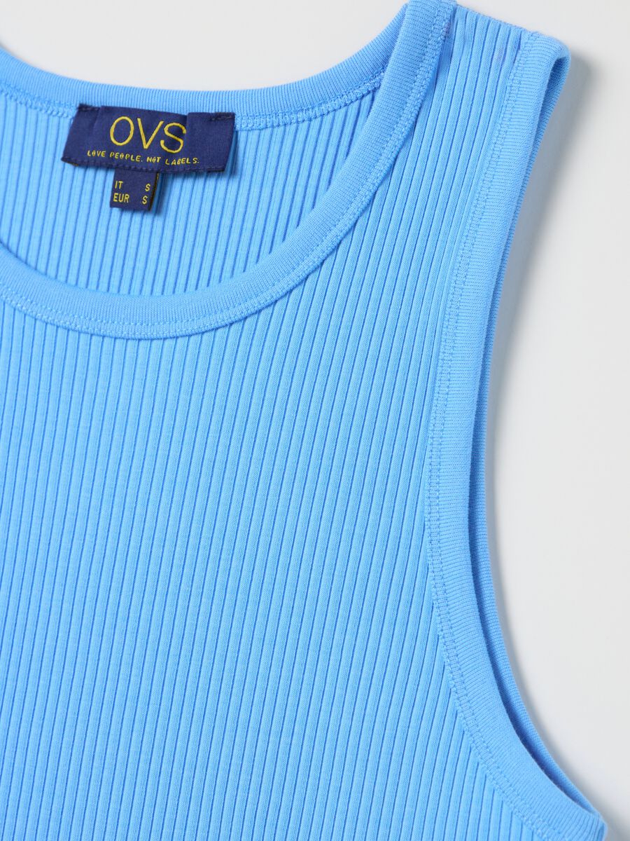 Light blue stretch cotton tank top by Ovs_5