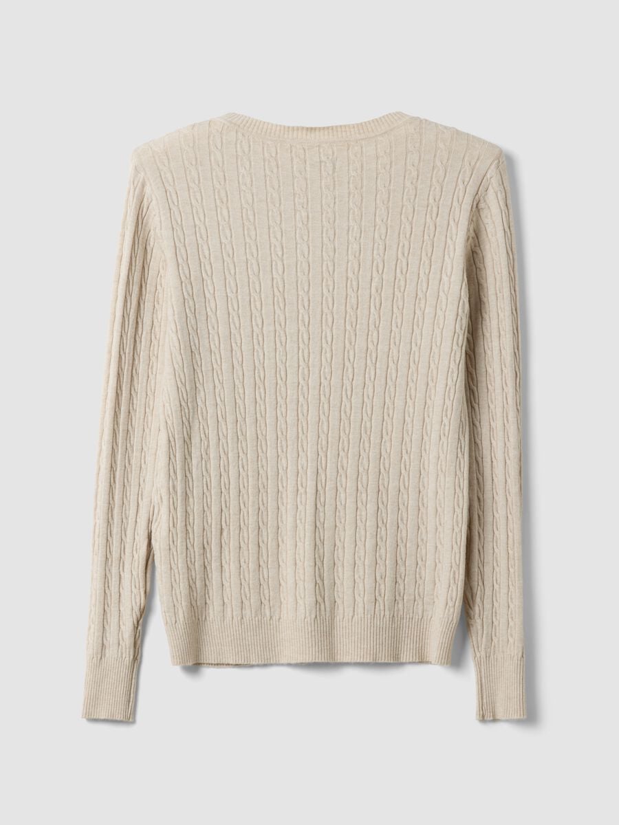 Beige cable-knit viscose-blend jumper, regular fit_6