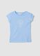 Blue fitted stretch-cotton T-shirt with print_4