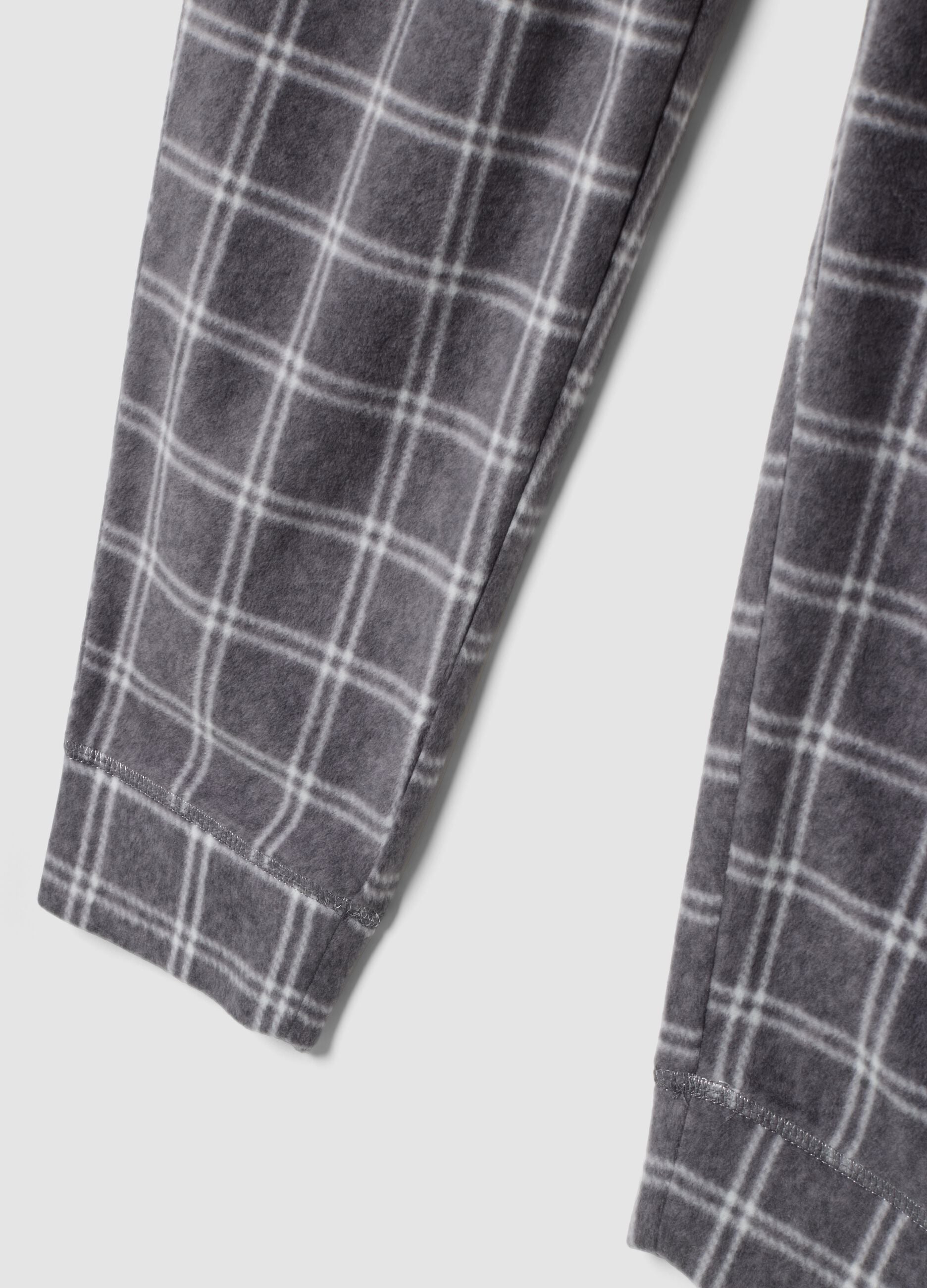 Grey m&eacute;lange checked regular-fit pyjama bottoms