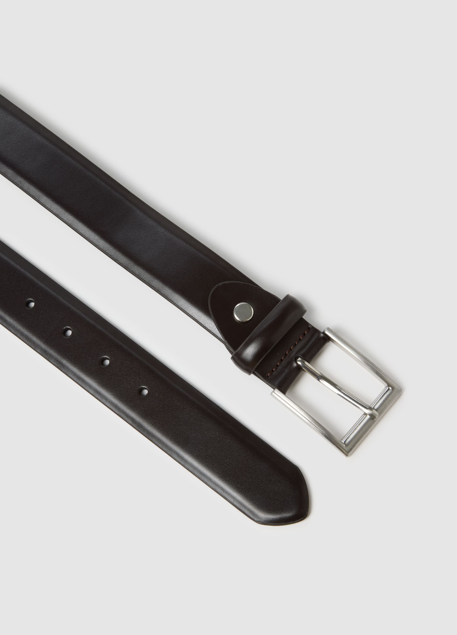 Black genuine leather belt