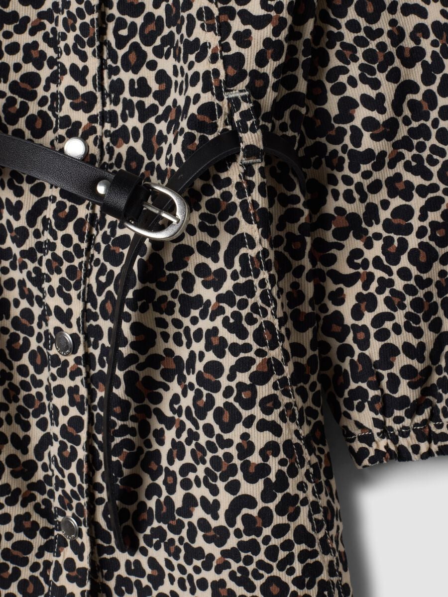 Abito animalier in puro cotone con colletto regular fit_3