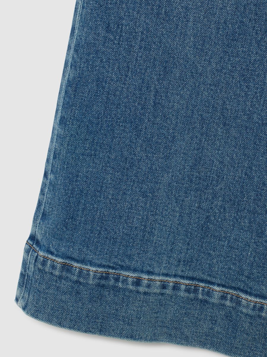 Blue stretchy denim wide leg trousers_5
