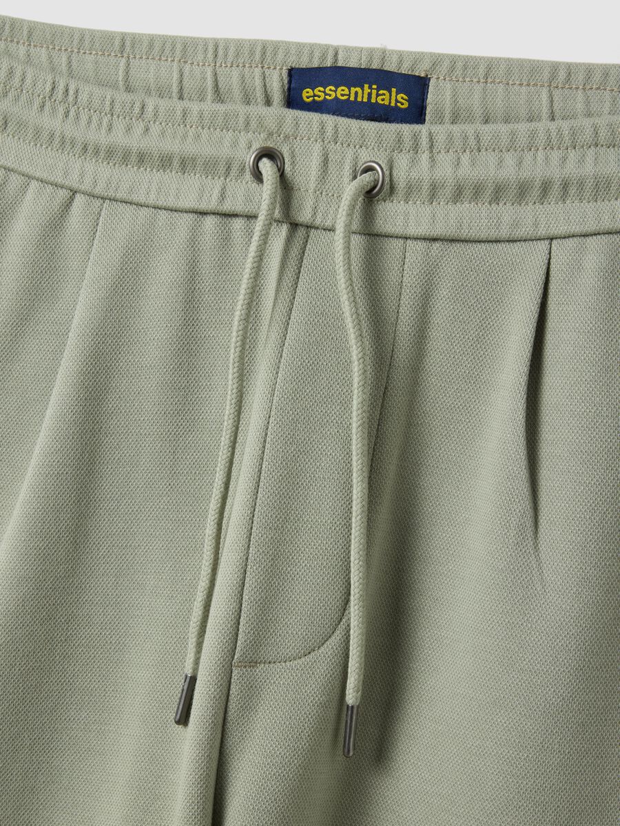 Shorts in puro cotone verde regular fit con coulisse_5