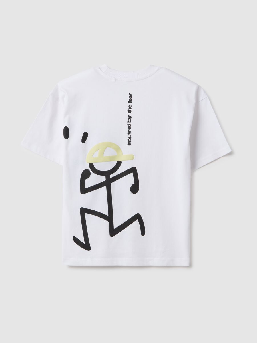 Boy's white pure cotton oversized fit t-shirt with print_4