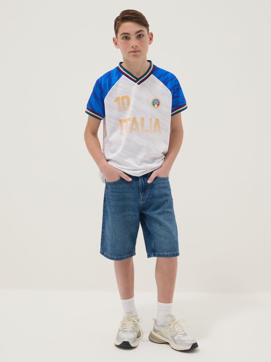 Boys&rsquo; blue denim cotton-blend regular-fit shorts_0