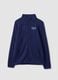 Blue full-zip sweatshirt with high neck and logo_0