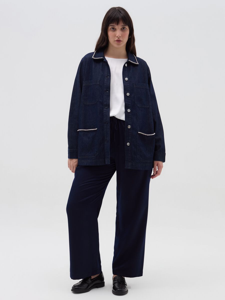Curvy denim shacket with diamantés_1