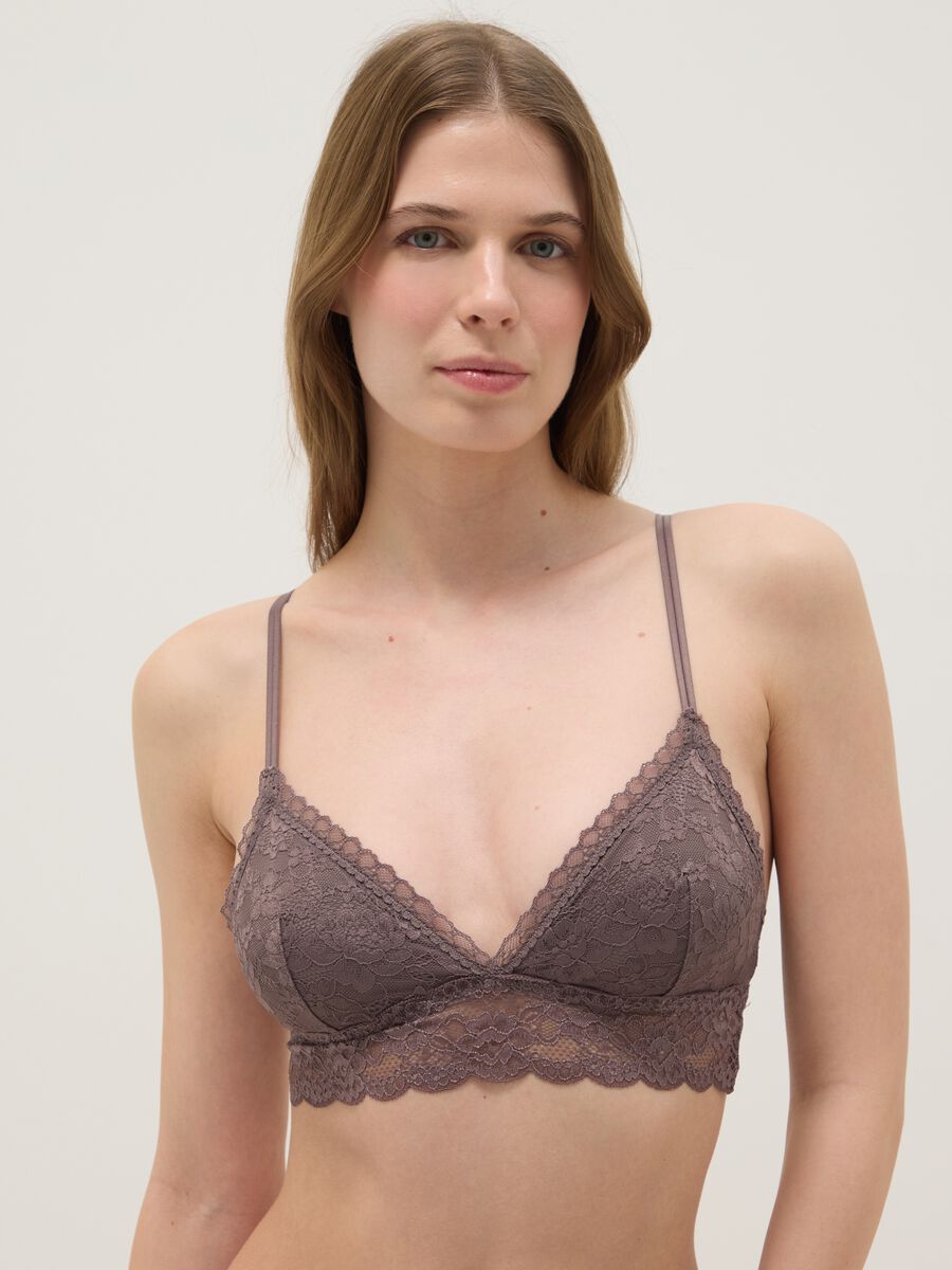 Brown lace wireless bra_0