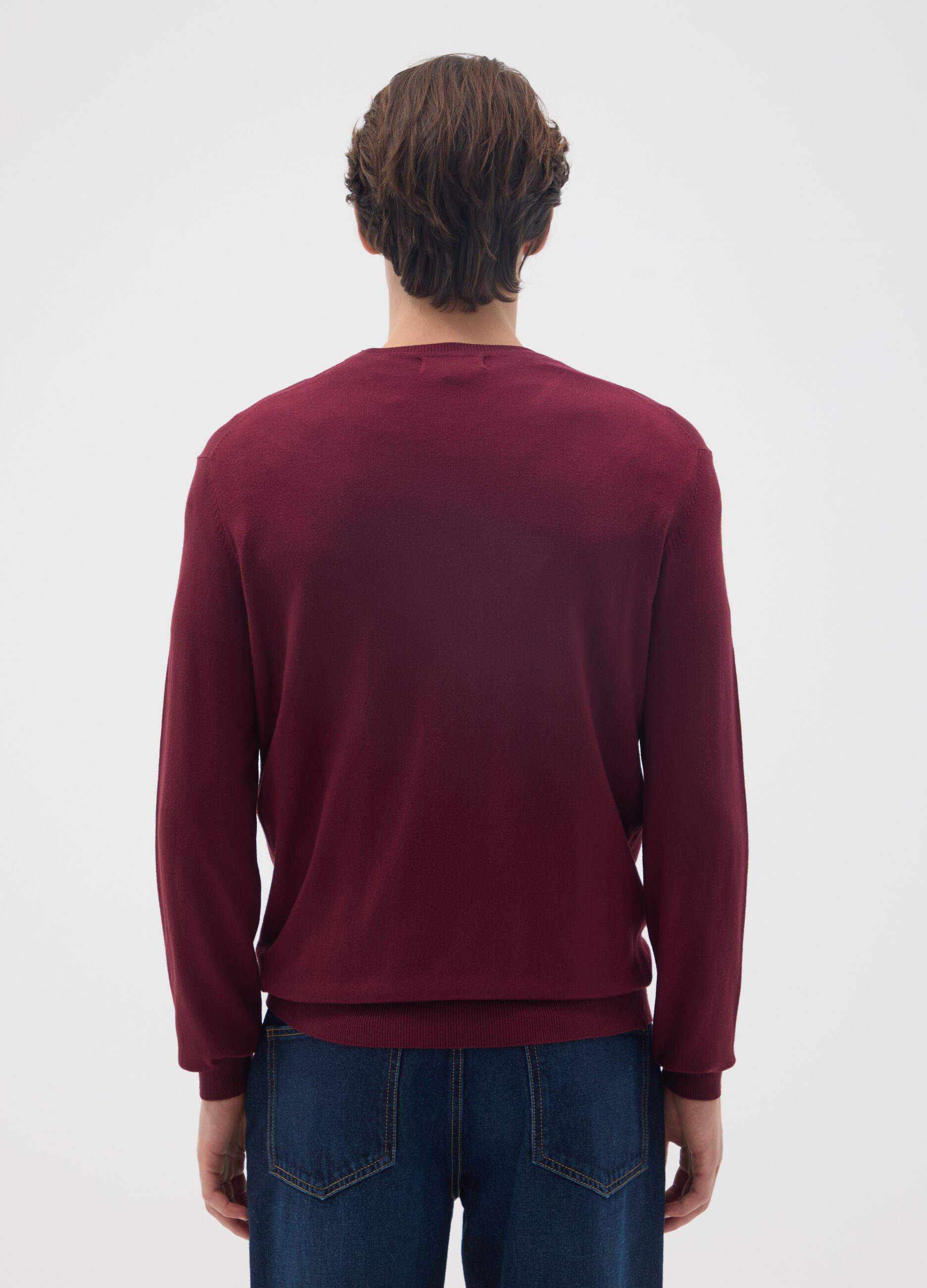 Red viscose blend regular fit jumper