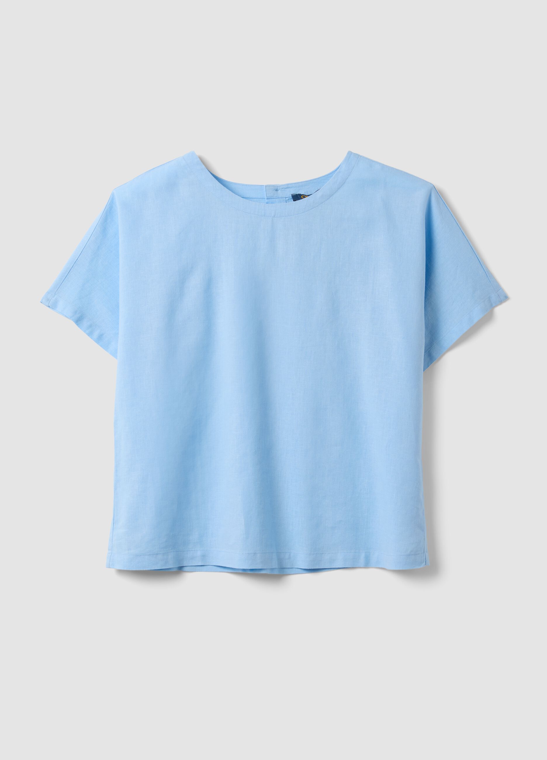 Light blue linen and viscose-blend blouse, regular fit