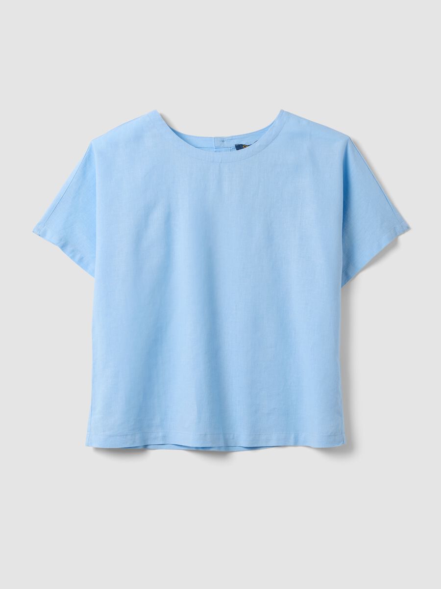 Light blue linen and viscose-blend blouse, regular fit_0