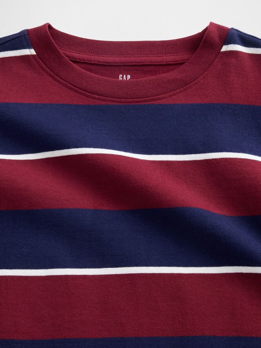 Long Sleeve Blue and Red Striped Cotton T-Shirt_1