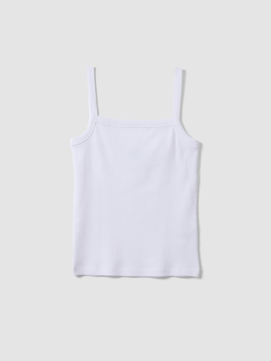 White pure cotton ribbed vest top_4