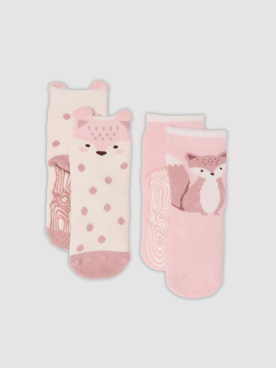 Bipack di calze rosa in cotone organico elasticizzato_0